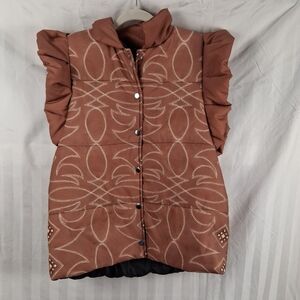 Quilted Women's Vest Ruffle Sleeve Zip Size XL